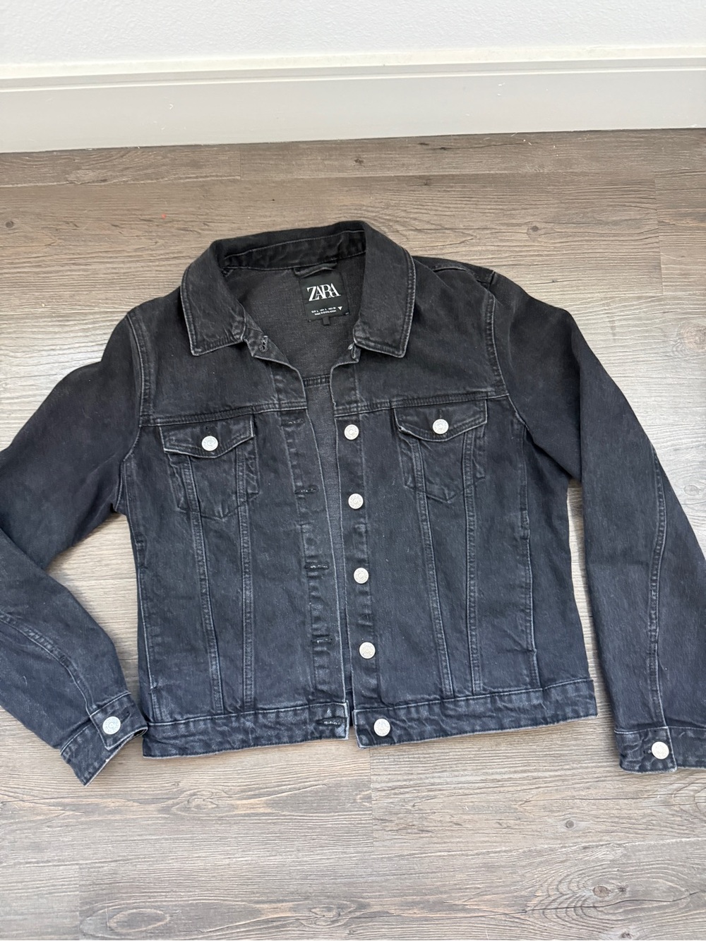 Zara Black Washed Denim Jacket